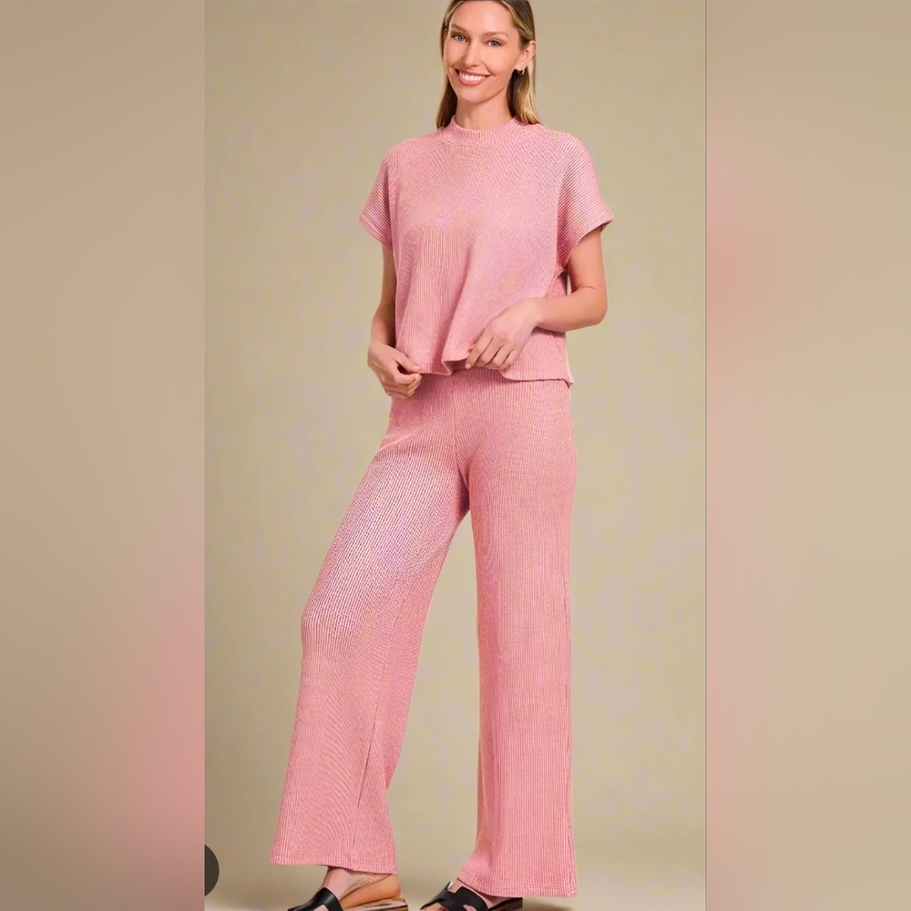 NWT Zenana Women's Pink Pants & Jumpsuit Set Sz M